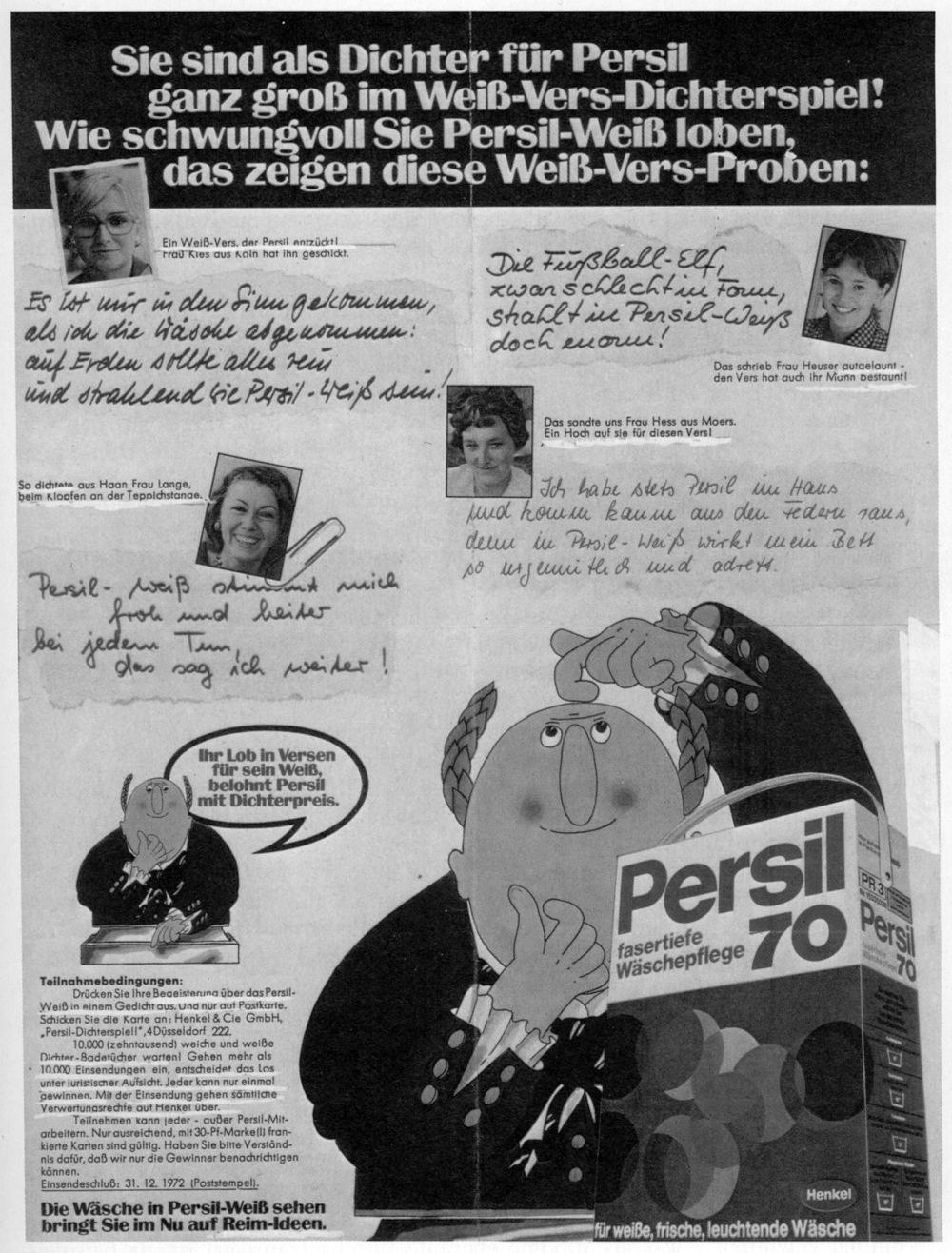 Dichterspiel von Persil, Bild: Werbeanzeige, 1972..