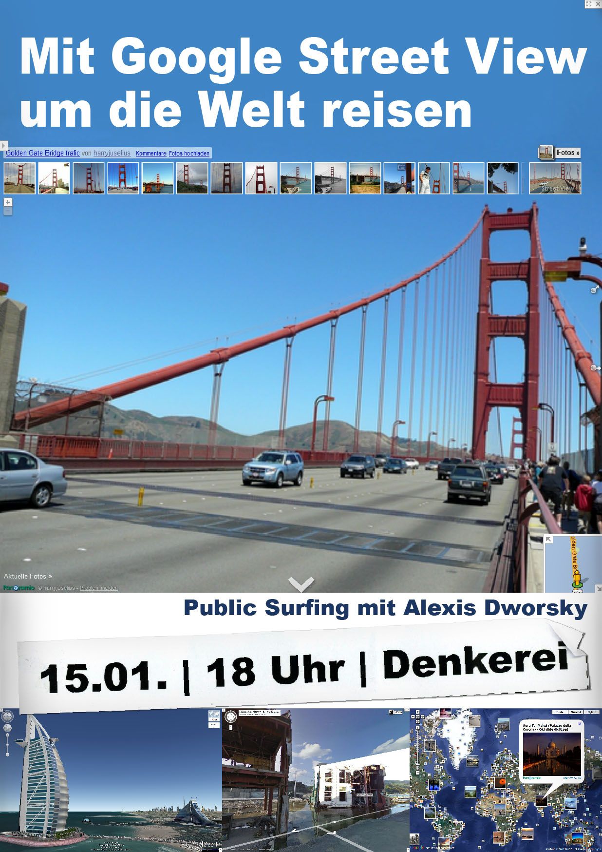 Alexis Dworsky: Mit Google Street View um die Welt reisen, Bild: Gestaltung: Alexis Dworsky.