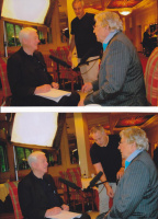 Bazon Brock und Alexander Kluge bei den Aufzeichnungen zur Sendung "Der Griff ins Schwarze - Dada und die Folgen"