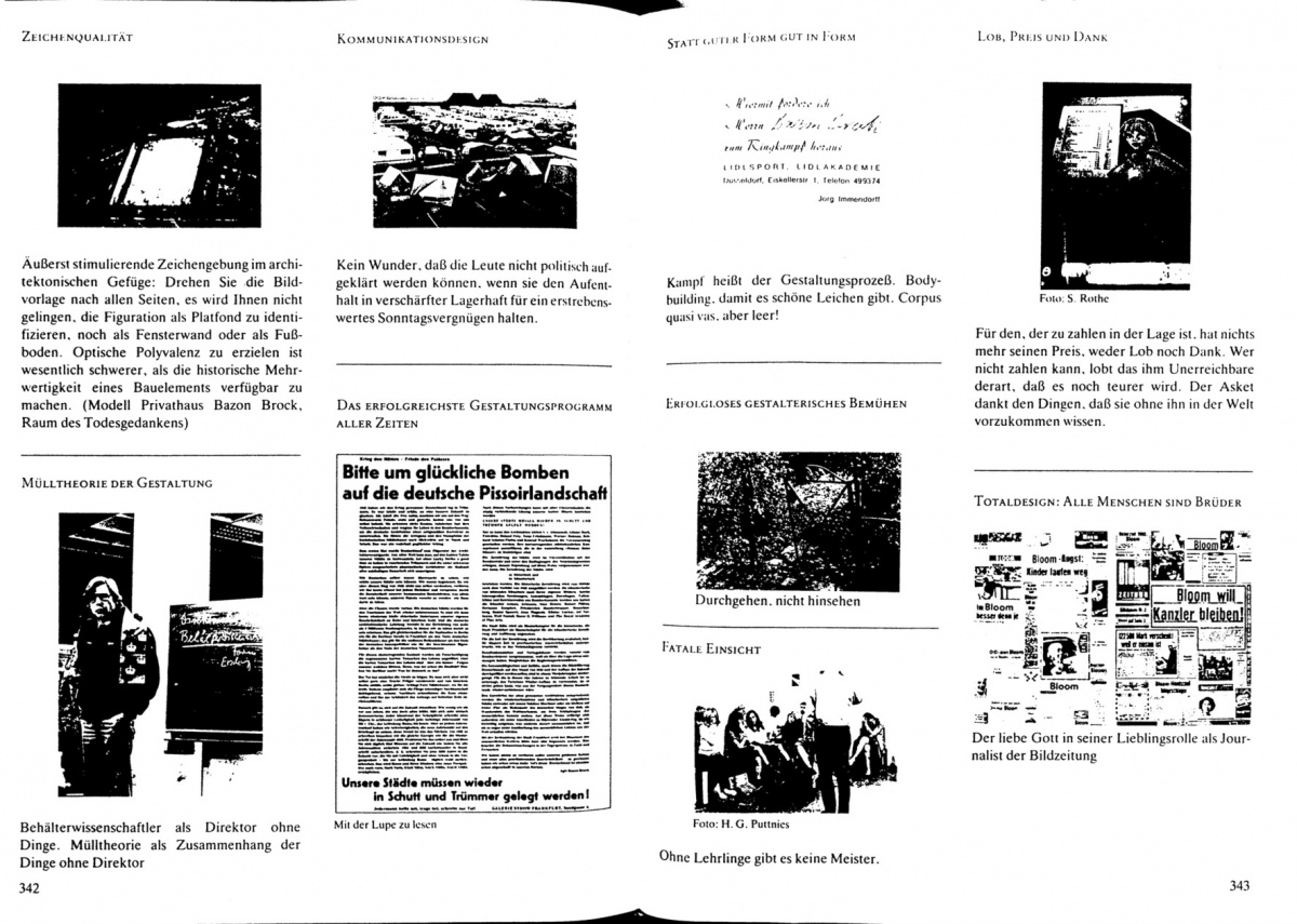 Foto-Essay "Sozio-Design", Bild: aus: Ästhetik gegen erzwungene Unmittelbarkeit, 1986, S. 342/43.