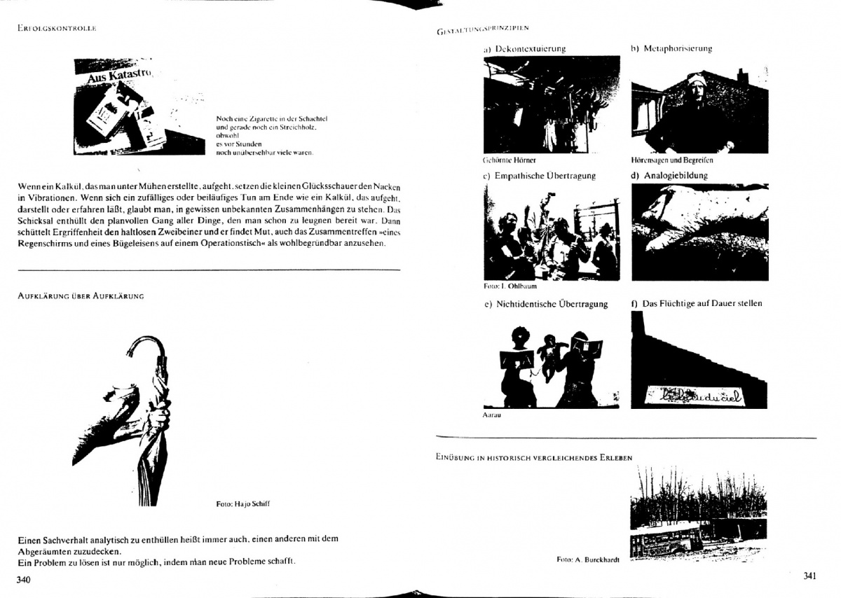 Foto-Essay "Sozio-Design", Bild: aus: Ästhetik gegen erzwungene Unmittelbarkeit, 1986, S. 340/42.