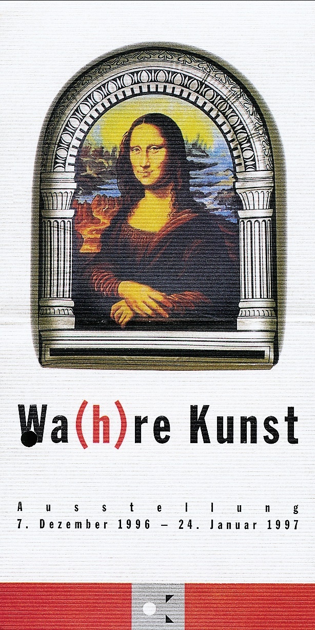 Einladung zur Ausstellung: Wa(h)re Kunst, Bild: Offenes Kulturhaus Linz, 07.12.1996 - 24.01.1997.