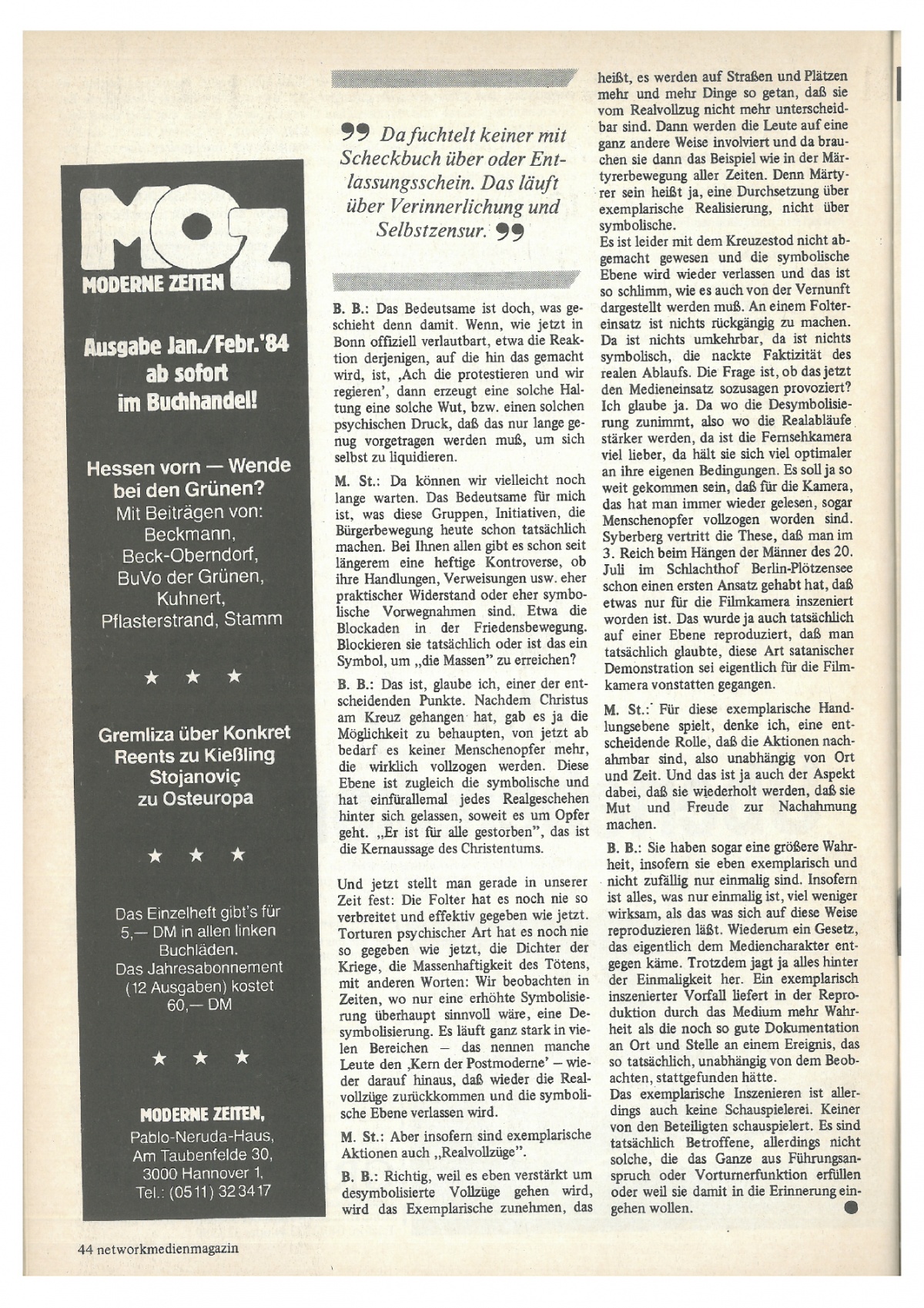 Medien Magazin 6/1984, Bild: S. 44.