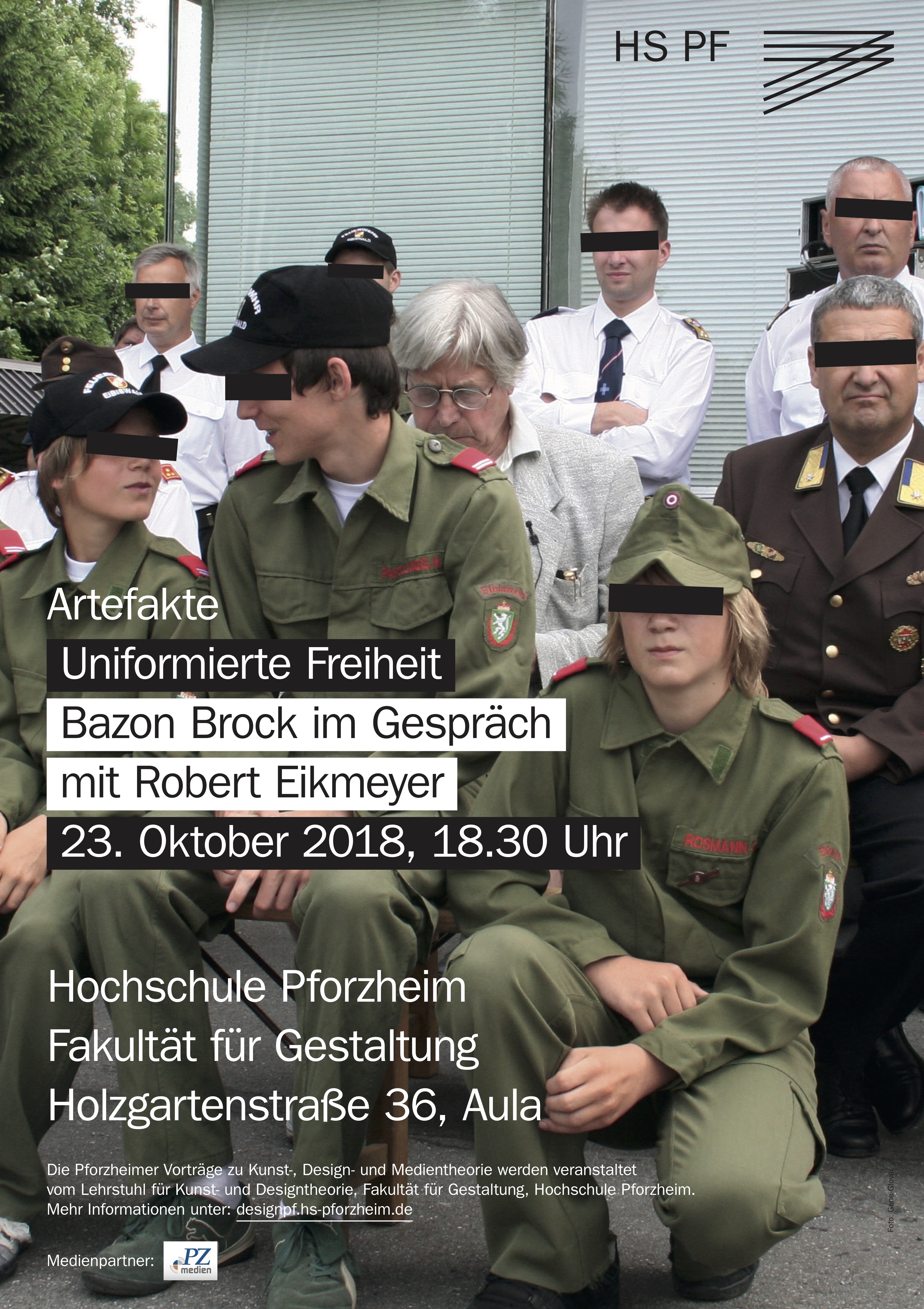 Uniformierte Freiheit. Bazon Brock im Gespräch mit Robert Eikmeyer, Bild: Hochschule Pforzheim, 23.10.2018.