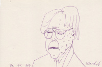 Protokollportrait Bazon Brock von Günter Lierschof während des dreistündigen Zoom-Veteranentreffens 2020