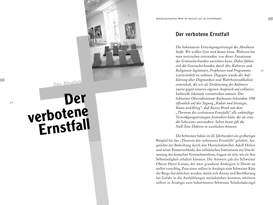 Titelseite des Kapitels, Bild: Seite 64-65: Der verbotene Ernstfall. Gestaltung: Gertrud Nolte..